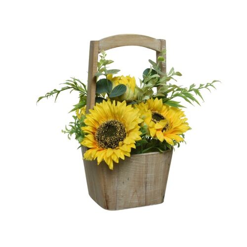 MARELIDA Sonnenblumen im Topf - Kunstblumen - Dekoblumen - H: 31cm - gelb