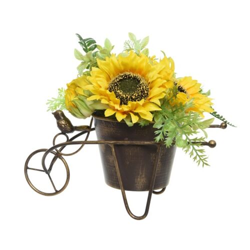 MARELIDA Sonnenblumen im Topf - Kunstblumen - Dekoblumen - H: 23cm - gelb