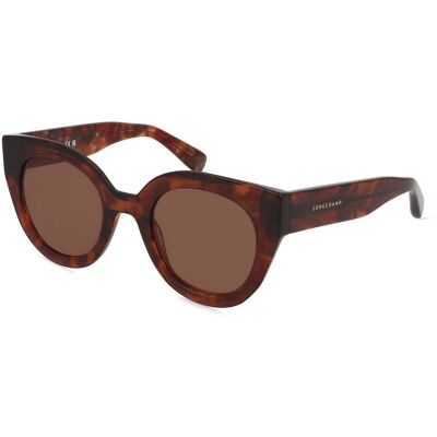Longchamp LO750S Unisex-Sonnenbrille Vollrand Rund Acetat-Gestell, braun Longchamp LO750S Unisex-Sonnenbrille Vollrand Rund Acetat-Gestell, braun
