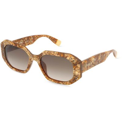 Furla SFU815 Damen-Sonnenbrille Vollrand Quadratisch Acetat-Gestell, braun Furla SFU815 Damen-Sonnenbrille Vollrand Quadratisch Acetat-Gestell, braun