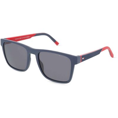 Tommy Hilfiger TH 2144/S Herren-Sonnenbrille Vollrand Eckig Kunststoff-Gestell, blau Tommy Hilfiger TH 2144/S Herren-Sonnenbrille Vollrand Eckig Kunststoff-Gestell, blau