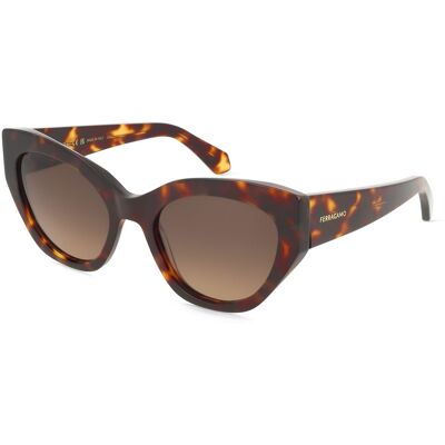 Ferragamo SF1107S Damen-Sonnenbrille Vollrand Rund Acetat-Gestell, braun Ferragamo SF1107S Damen-Sonnenbrille Vollrand Rund Acetat-Gestell, braun