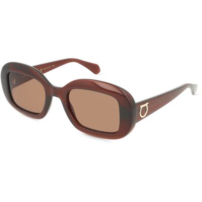 Ferragamo SF2038S Unisex-Sonnenbrille Vollrand Oval Acetat-Gestell, braun Ferragamo SF2038S Unisex-Sonnenbrille Vollrand Oval Acetat-Gestell, braun