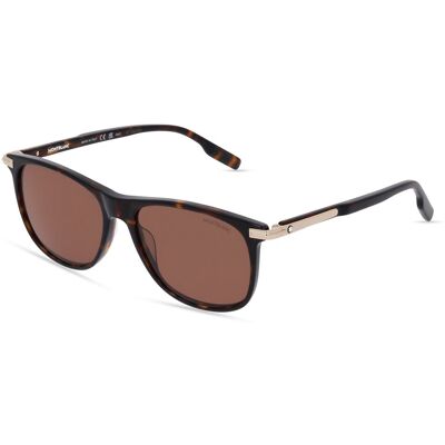Montblanc MB0216S Herren-Sonnenbrille Vollrand Oval Kunststoff-Gestell, braun Montblanc MB0216S Herren-Sonnenbrille Vollrand Oval Kunststoff-Gestell, braun