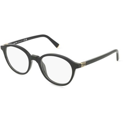 Miu Miu MU02WV Damen-Brille inkl. Gläser Vollrand Rund Acetat-Gestell 50/20/140, schwarz Miu Miu MU02WV Damen-Brille inkl. Gläser Vollrand Rund Acetat-Gestell 50/20/140, schwarz