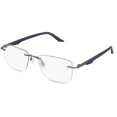 PUMA PU0455O Herren-Brille inkl. Gläser Randlos Eckig Edelstahl-Gestell 55/17/145, grau PUMA PU0455O Herren-Brille inkl. Gläser Randlos Eckig Edelstahl-Gestell 55/17/145, grau