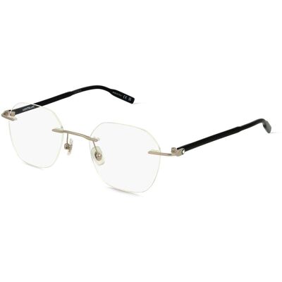 Montblanc MB0223O Unisex-Brille inkl. Gläser Vollrand Rund Metall-Gestell 50/21/145, silber Montblanc MB0223O Unisex-Brille inkl. Gläser Vollrand Rund Metall-Gestell 50/21/145, silber