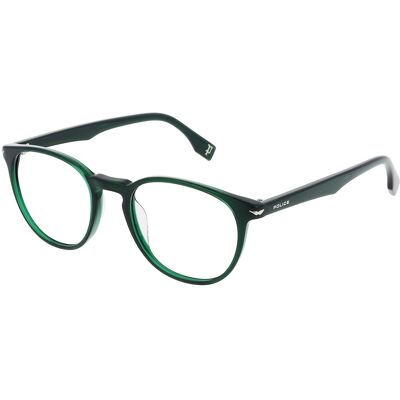 Police VPLG72E Herren-Brille inkl. Gläser Vollrand Rund Kunststoff-Gestell 50/19/0, grün Police VPLG72E Herren-Brille inkl. Gläser Vollrand Rund Kunststoff-Gestell 50/19/0, grün