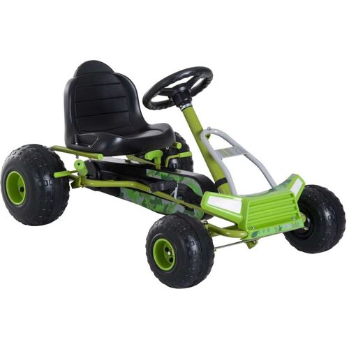 HOMCOM Tretauto mit Handbremse grün 95 x 66,5 x 57 cm (LxBxH)   Go Kart Tretfahrzeug Kinderfahrzeug Spielzeug