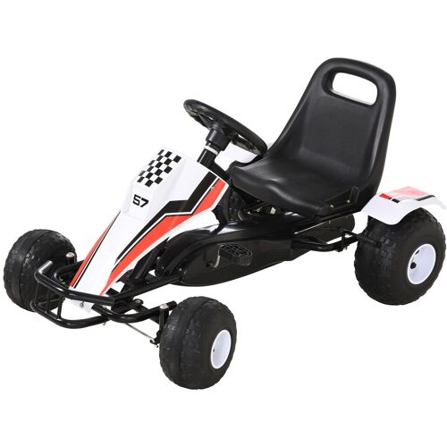 HOMCOM Kinder Go-Kart mit Handbremse weiß 104 x 66 x 57 cm (LxBxH)   Tretauto Tretfahrzeug Kinderfahrzeug Spielzeug