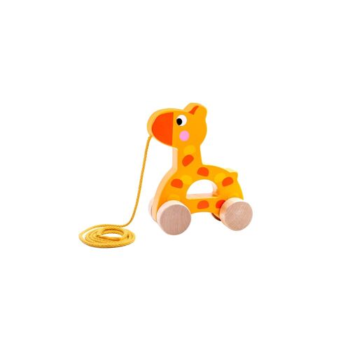Tooky Toy Kinder Holzziehspielzeug Giraffe TKC266, ab 18 Monate, drin, draußen gelb