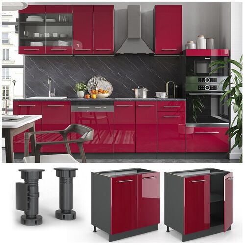 VICCO Unterschrank 80 cm Bordeaux Hochglanz Küchenschrank Hängeschrank Küchenzeile Fame-Line