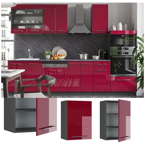 VICCO Hängeschrank 50 cm Bordeaux Hochglanz Küchenschrank Hängeschrank Küchenzeile Fame-Line