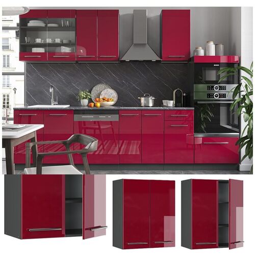 VICCO Hängeschrank 60 cm Bordeaux Hochglanz Küchenschrank Hängeschrank Küchenzeile Fame-Line