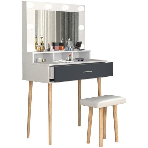 VCM 2tlg. Schminktisch-Set Frisiertisch Schminkschrank Spiegel Lindas