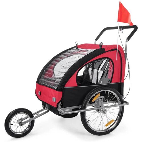 SAMAX Fahrradanhänger 2in1 Jogger – in Rot/Schwarz – Silver Frame