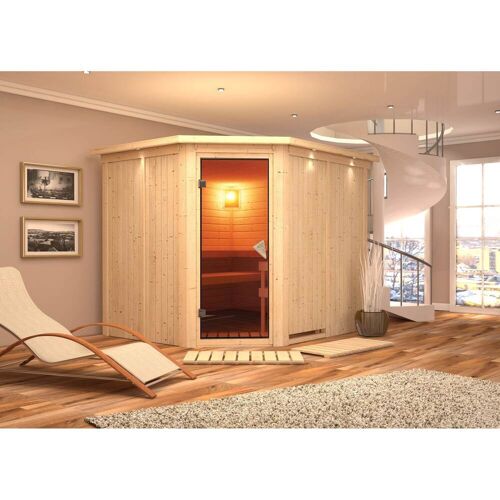 Karibu Sauna „Krimmler“ SET naturbelassen mit 9kW Ofen