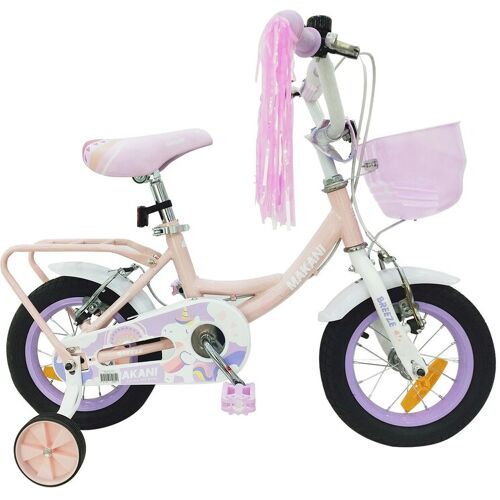 Makani Kinderfahrrad Breeze 12 Zoll, Stützräder, Korb, Klingel, Sitz verstellbar lila