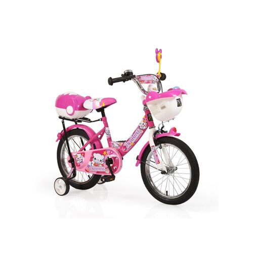 Byox Kinderfahrrad 16 Zoll 1682 rosa, Stützräder, 2 Körbe, Klingel, verstellbar