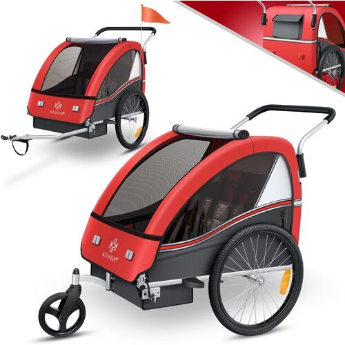 KESSER® Kinderanhänger Fahrradanhänger Sport-RX 2 in 1 Joggerfunktion Kinderfahrradanhänger + 5-Punkt Sicherheitsgurt 360°-Vorderrad Jogger Buggy Fahrrad Anhänger für 1 bis 2 Kinder max. 40kg