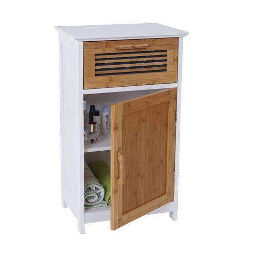 MCW Kommode MCW-A85, Badezimmerkommode Badschrank Bambus, 71x40x31cm weiß