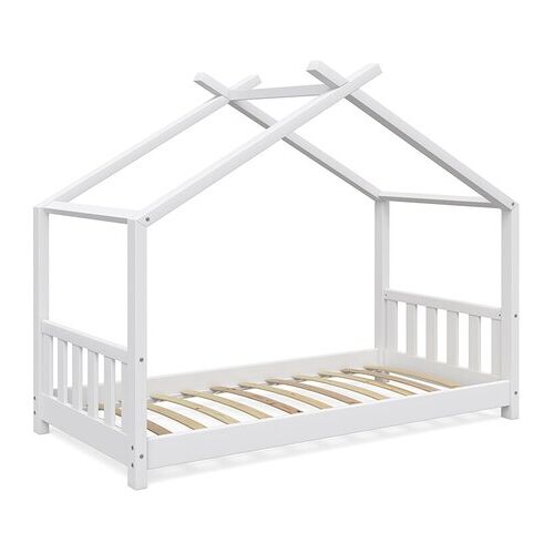 VitaliSpa Kinderbett Design Hausbett Kinderbett Kinder Holz Haus Zaun 80x160cm Weiß