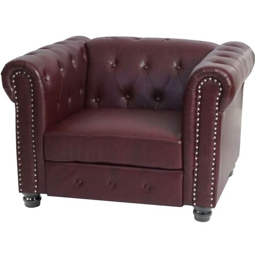 MCW Luxus Sessel Loungesessel Relaxsessel Chesterfield Kunstleder ~ runde Füße, ro