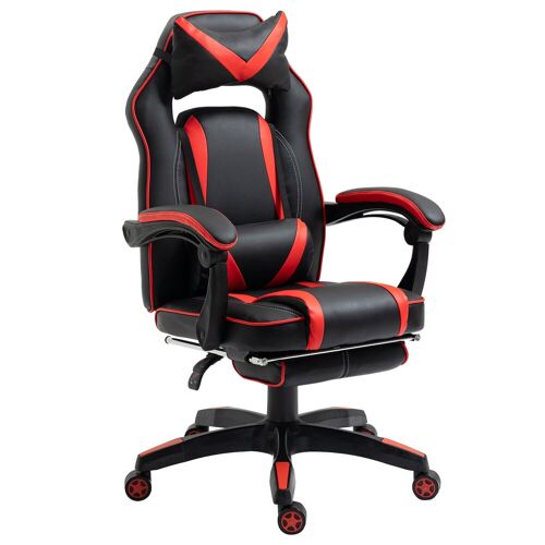 Vinsetto Gamingstuhl rot, schwarz 65 x 64 x 114-123,5 (BxTxH)   Gaming Chair Gamingsessel Computer Stuhl Drehstuhl