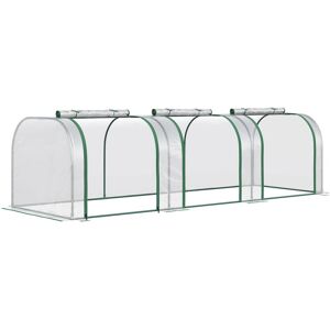 Outsunny Foliengewächshaus mit 3 Rolltüren transparent 295L x 100B x 80H cm