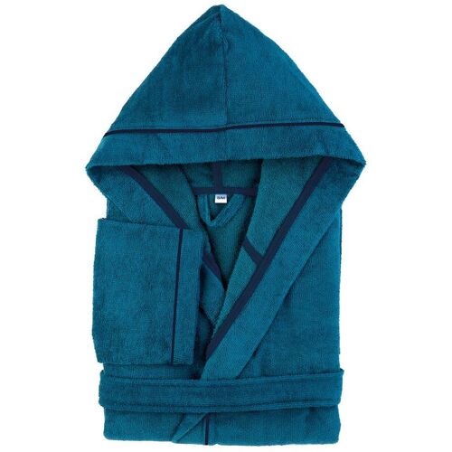 PANA® Frottier Unisex Baumwolle Bademantel mit Kapuze • Saunamantel • Damen Bademantel • Herren Bademantel mit Kapuze • bathrobe men • weiches Material • knielang