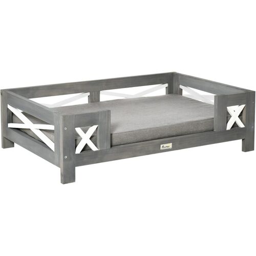 PawHut Hundebett mit weichem Kissen grau 80L x 55B x 23H cm