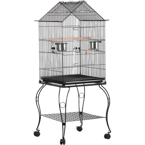 Yaheetech Vogelvoliere Schwarz Vogelkäfig Wellensittich Vogelhaus mit Ständer 59 x 59 x 145 cm