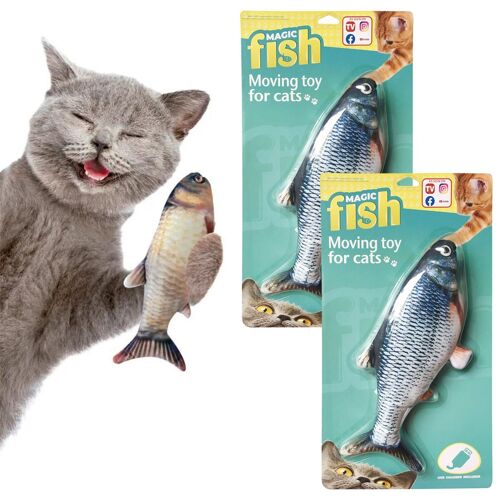 Best Direct® Katzenspielzeug zappelnder Fisch mit Katzenminze Magic Fish