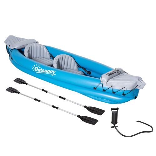 Outsunny Aufblasbares Kajak mit Pumpe und 2 Ruder bunt 330L x 105B x 50H cm   aufblasbare kajak schlauchboot kanu luftpumpe 2-personen pvc