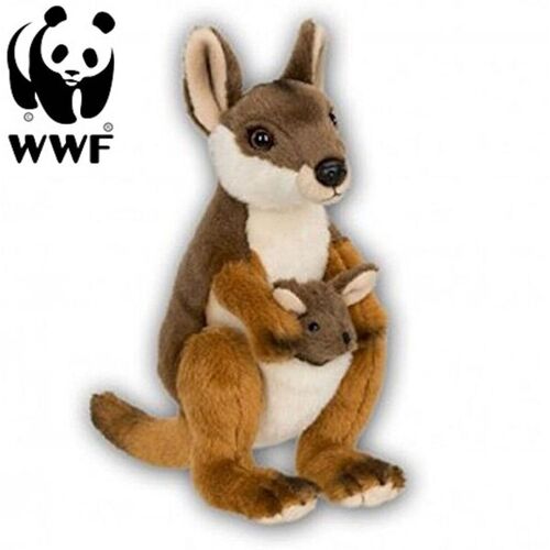 WWF Plüschtier Känguru mit Baby (19cm) lebensecht Kuscheltier Stofftier Kangaroo Joey