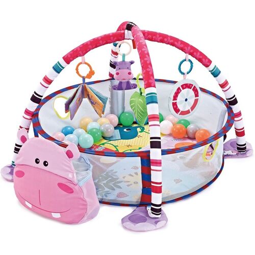 Kikkaboo Spielbogen Hippo Bällebad Krabbeldecke 30 Bälle abnehmbare Spielzeuge pink