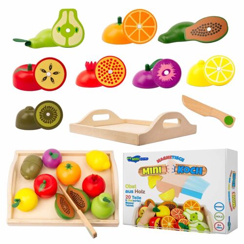miniHeld Kinderküche Zubehör Obst aus Holz zum Schneiden mini Koch Spielzeug