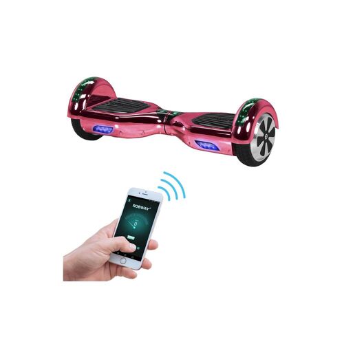 ROBWAY W1 Hoverboard für Erwachsene und Kinder, 6,5 Zoll, Self-Balance, Bluetooth, App, 700 Watt, LEDs (Pink Chrom)
