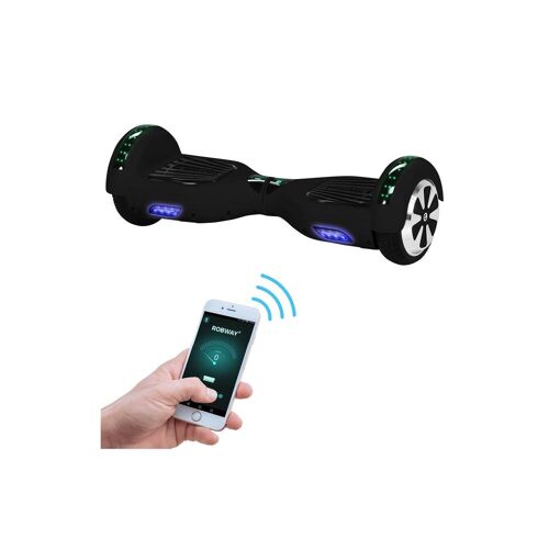 ROBWAY W1 Hoverboard für Erwachsene und Kinder, 6,5 Zoll, Self-Balance, Bluetooth, App, 700 Watt, LEDs (Schwarz Matt)