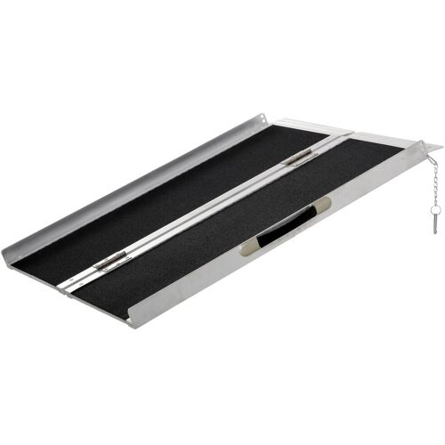 HOMCOM Rollstuhlrampe faltbar silber, schwarz 93 x 76 x 5 cm   Auffahrrampe für Rollstühle und Rollatoren Rampe