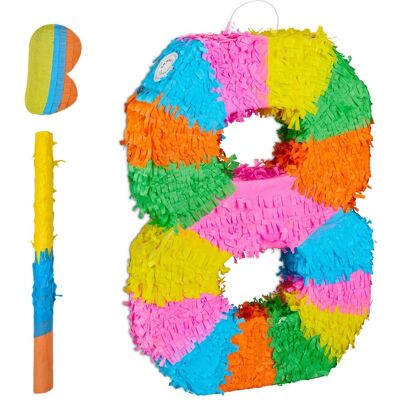 Relaxdays Pinata Zahl 8 Papier Pappe Kunststoff Bunt mit Stab und Maske 50,5 cm x 35,5 cm x 7,5 cm 210 g Relaxdays Pinata Zahl 8 Papier Pappe Kunststoff Bunt mit Stab und Maske 50,5 cm x 35,5 cm x 7,5 cm 210 g