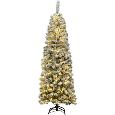 Costway 180cm Schneebedeckter Bleistift-Weihnachtsbaum Costway 180cm Schneebedeckter Bleistift-Weihnachtsbaum