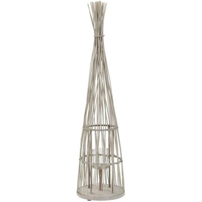 ECD Germany Bambus Laterne H 91 cm Holzfarbe Boho Stil ECD Germany Bambus Laterne H 91 cm Holzfarbe Boho Stil