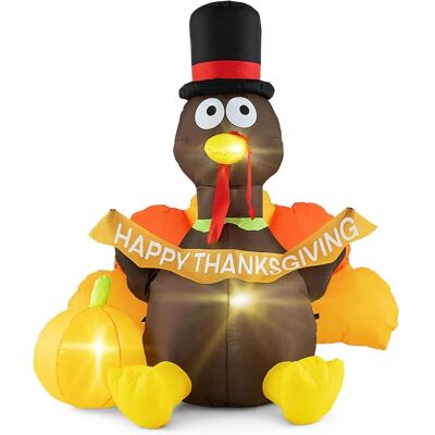 Costway Thanksgiving Deko Aufblasbar Truthahn mit Kürbis 150 cm Costway Thanksgiving Deko Aufblasbar Truthahn mit Kürbis 150 cm