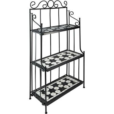 Tectake Metallregal Mit 3 Mosaikböden Geschwungene Verzierungen 61 x 29 x 114 cm Schwarz Weiß Tectake Metallregal Mit 3 Mosaikböden Geschwungene Verzierungen 61 x 29 x 114 cm Schwarz Weiß