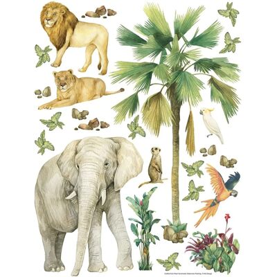 Sanders & Sanders Wandtattoo Dschungeltiere Grün 85 x 65 cm 601353 Sanders & Sanders Wandtattoo Dschungeltiere Grün 85 x 65 cm 601353