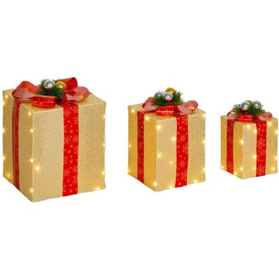 Outsunny LED Weihnachtsdeko Stahl Polyester 25,5L x 25,5B x 35H cm Gold Outsunny LED Weihnachtsdeko Stahl Polyester 25,5L x 25,5B x 35H cm Gold