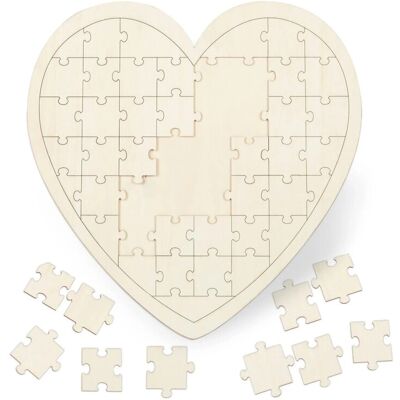RELAXDAYS Herzförmiges Puzzle für Hochzeiten - 49 Stk, Holz, Naturfarben RELAXDAYS Herzförmiges Puzzle für Hochzeiten - 49 Stk, Holz, Naturfarben