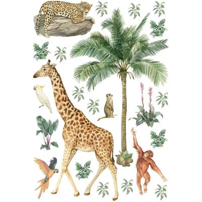 Sanders & Sanders Wandtattoo Dschungeltiere Dschungelgrün 65 x 42.5 cm 601343 Sanders & Sanders Wandtattoo Dschungeltiere Dschungelgrün 65 x 42.5 cm 601343