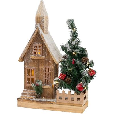 ECD GERMANY Holzhaus mit Schneedecke und LED-Lichtern - Weihnachtsdeko ECD GERMANY Holzhaus mit Schneedecke und LED-Lichtern - Weihnachtsdeko